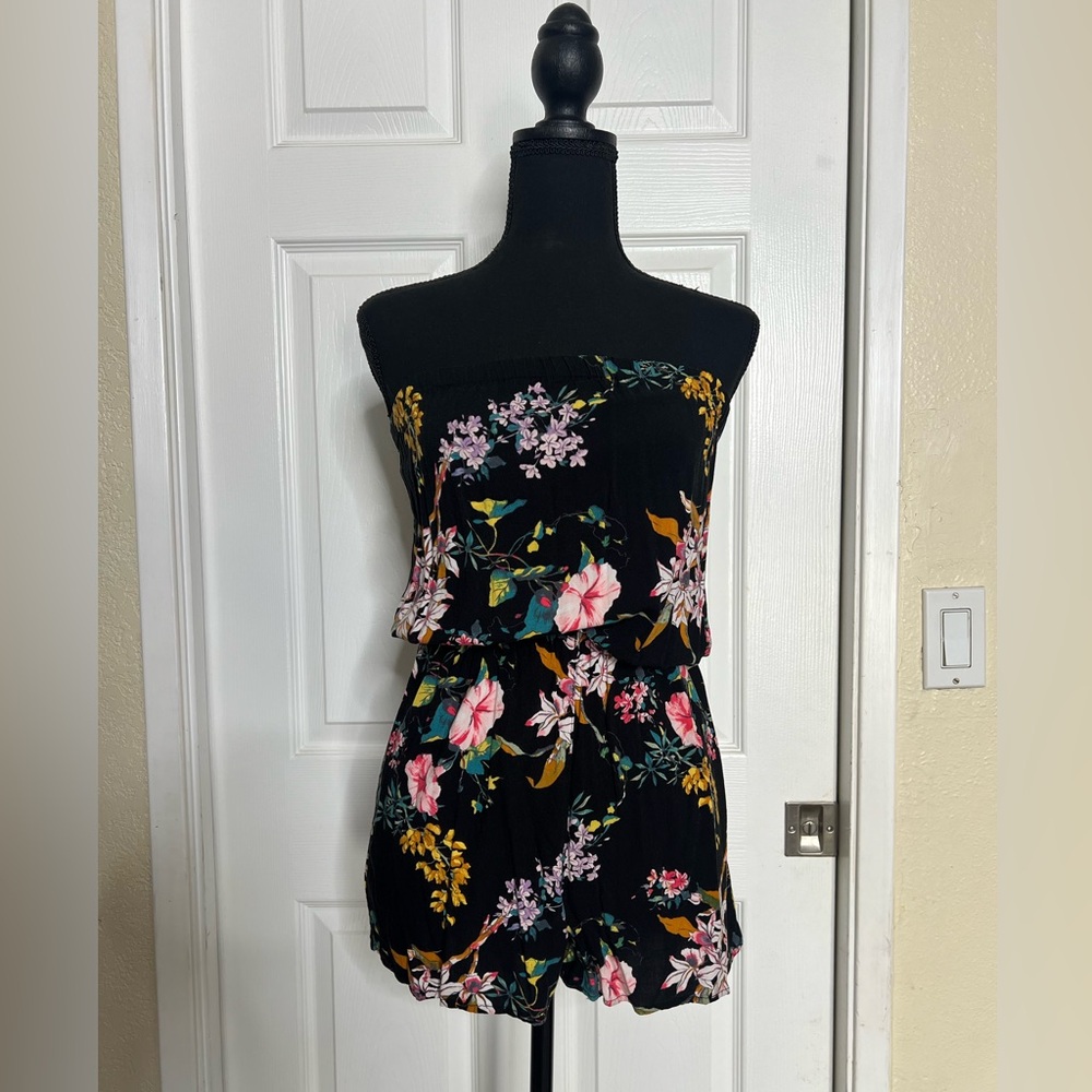 H&M Floral Mini Strapless Romper